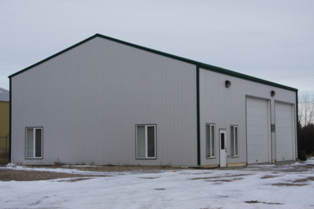 storage building with large overhead doors
