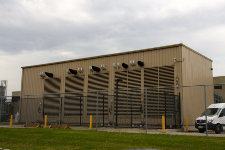Industrial Building with large ventilation louvers on sidewall