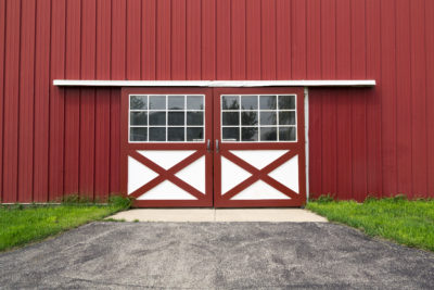 Image of by-parting man doors on Metal Pole Barn