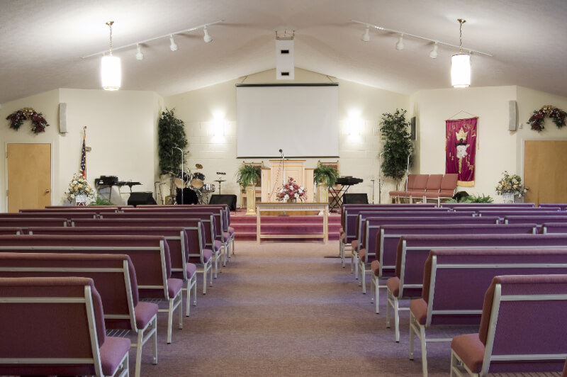 photo of clear span Church interior