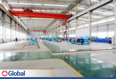 interior photo of pre-eng single slope structure with large capacity crane