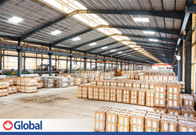 global industrial building with crane