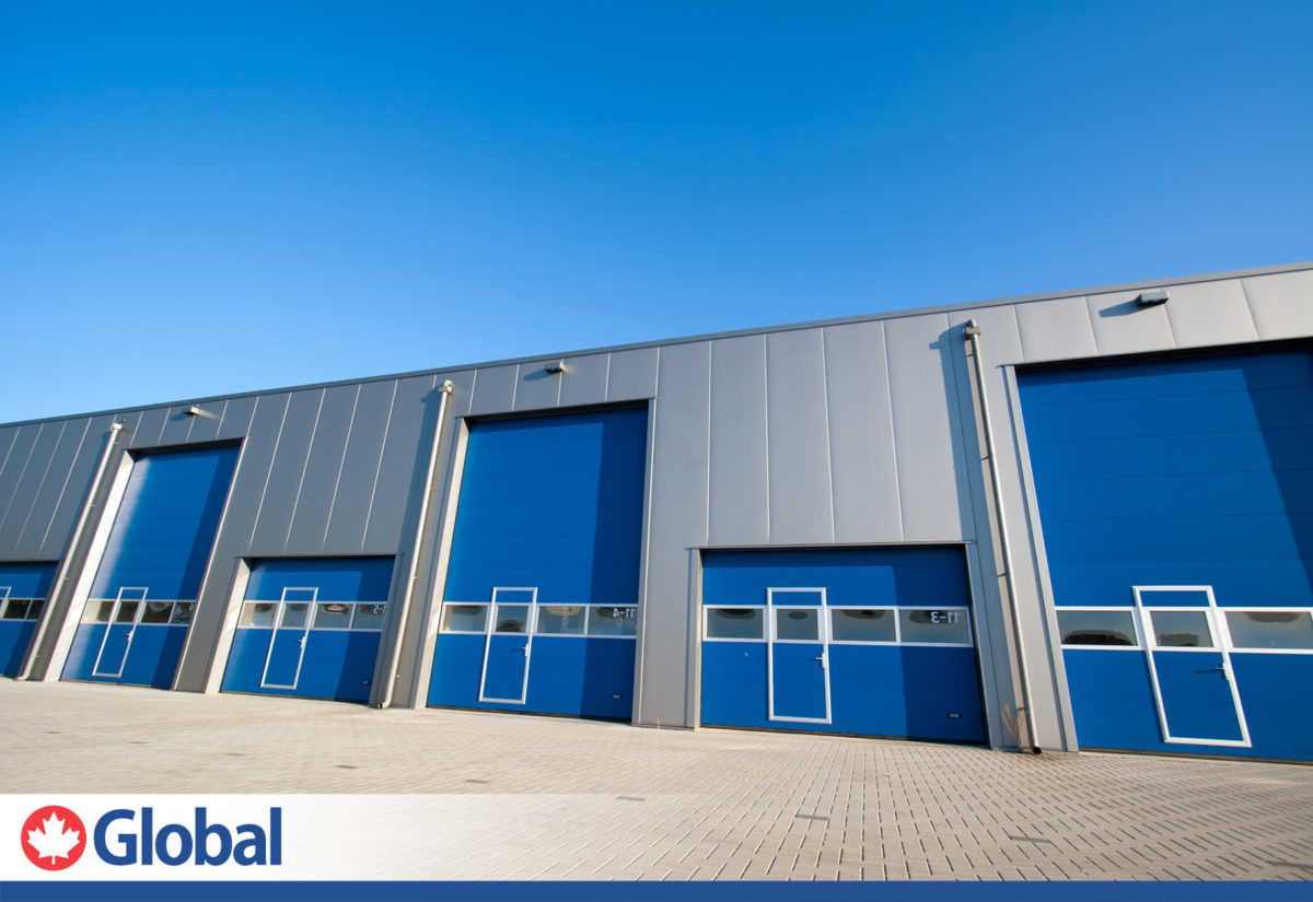 global commercial structure with large overhead doors