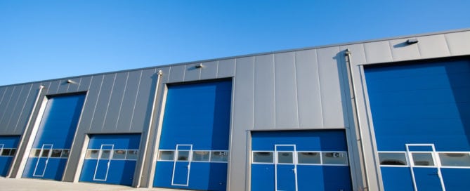 global commercial structure with large overhead doors