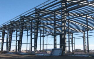 Photo of a storage building being erected