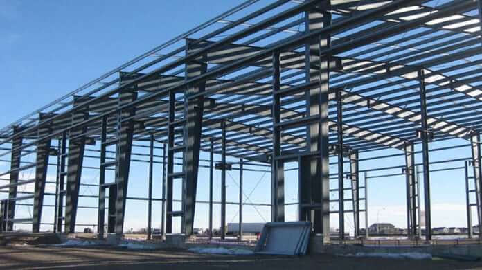 Photo of a storage building being erected