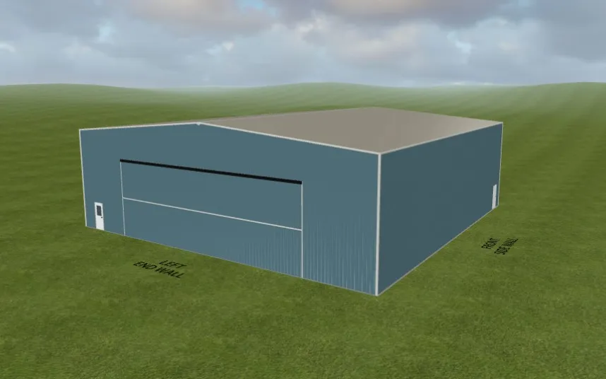 3D design of a blue steel building