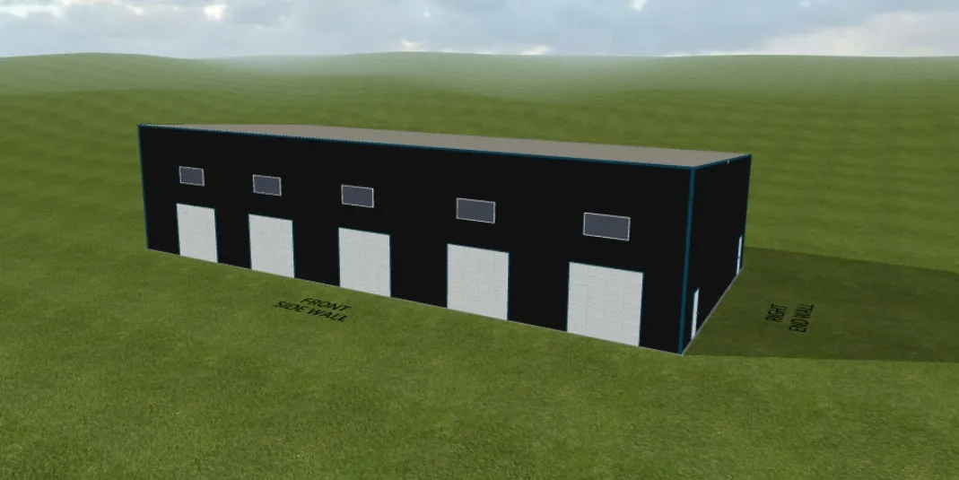 3D design of a 45x100x20 steel service garage