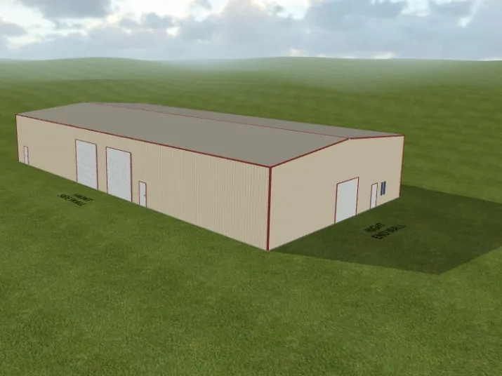 3D Builder template: 60x120x18 tan industrial steel building