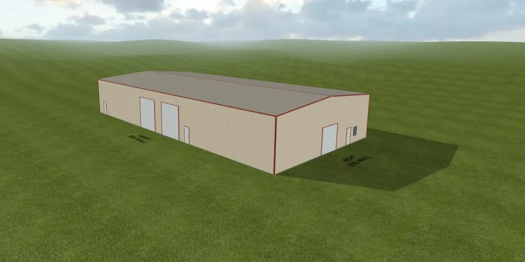 3D design of a 60x120x18 industrial steel building